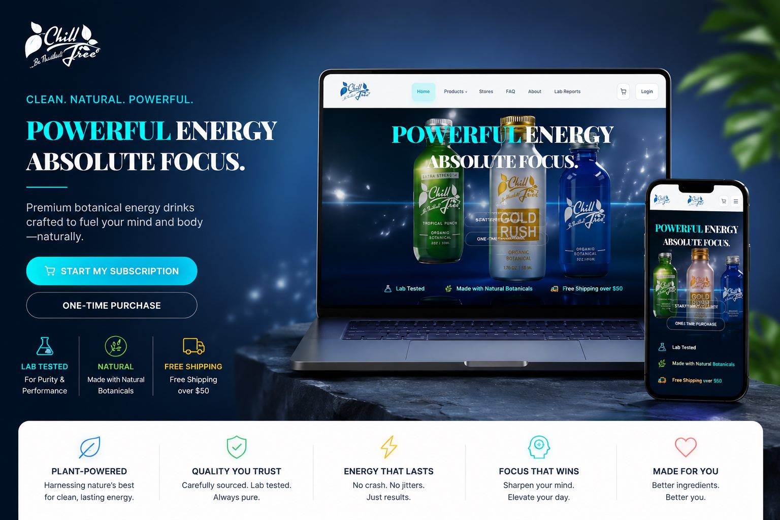 Chilltree Botanicals website mockup preview