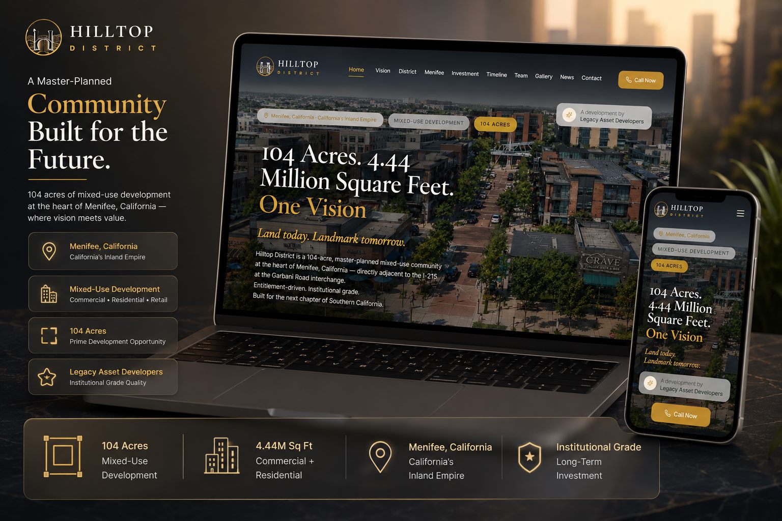 Hilltop District website mockup preview